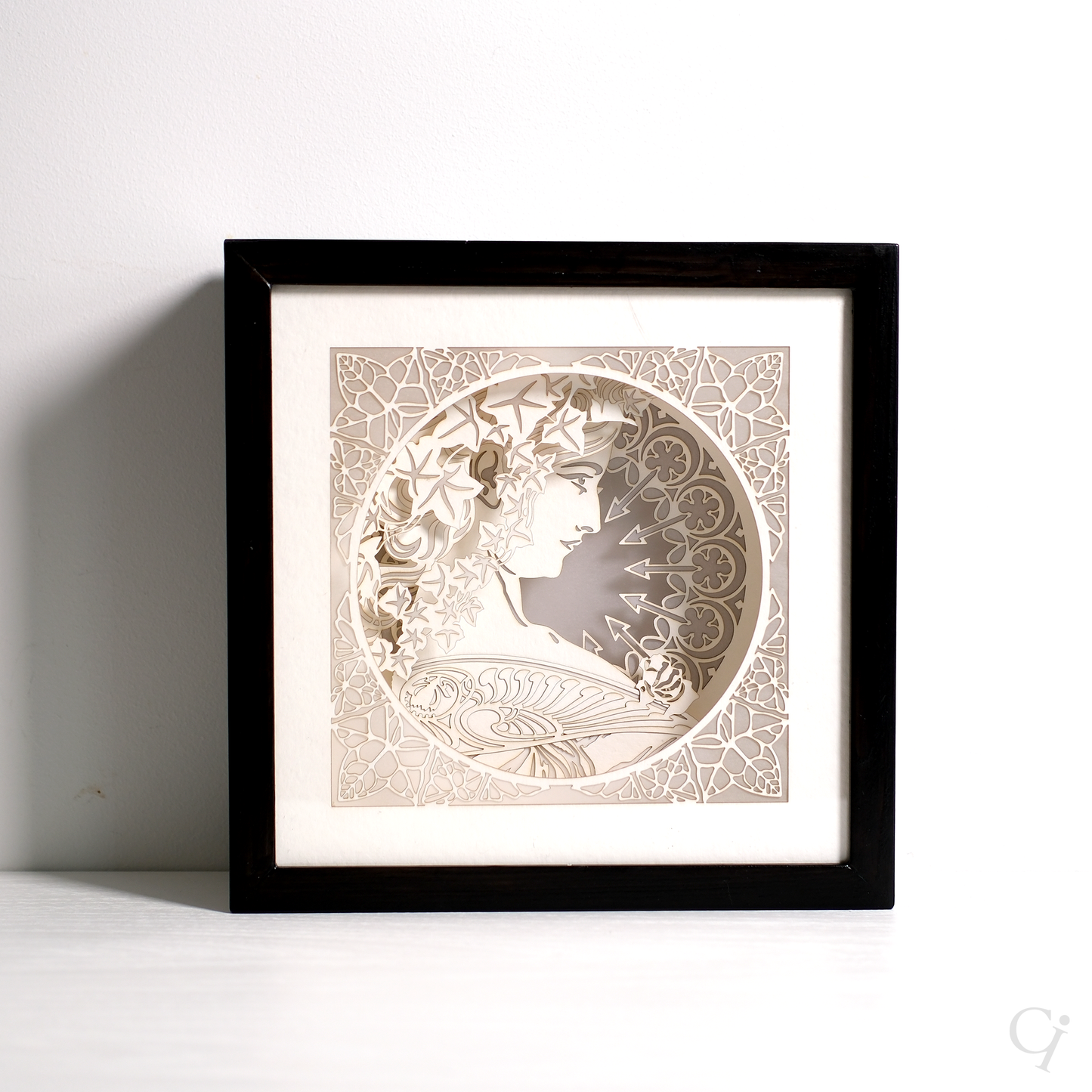 Ivy. A layered paper tribute to Alphonse Mucha’s Art Nouveau masterpiece.