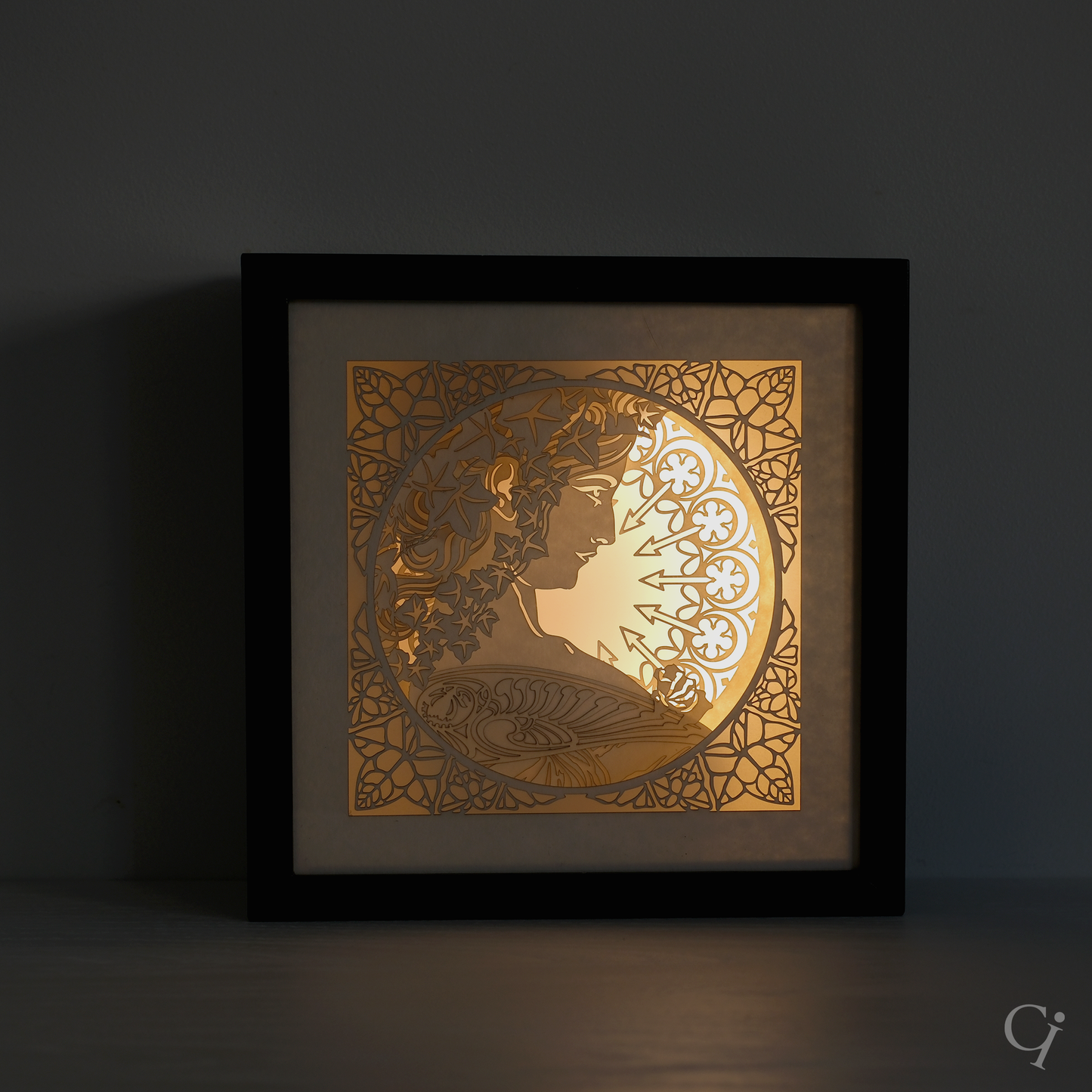 Ivy. A layered paper tribute to Alphonse Mucha’s Art Nouveau masterpiece.