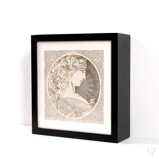 Ivy. A layered paper tribute to Alphonse Mucha’s Art Nouveau masterpiece.