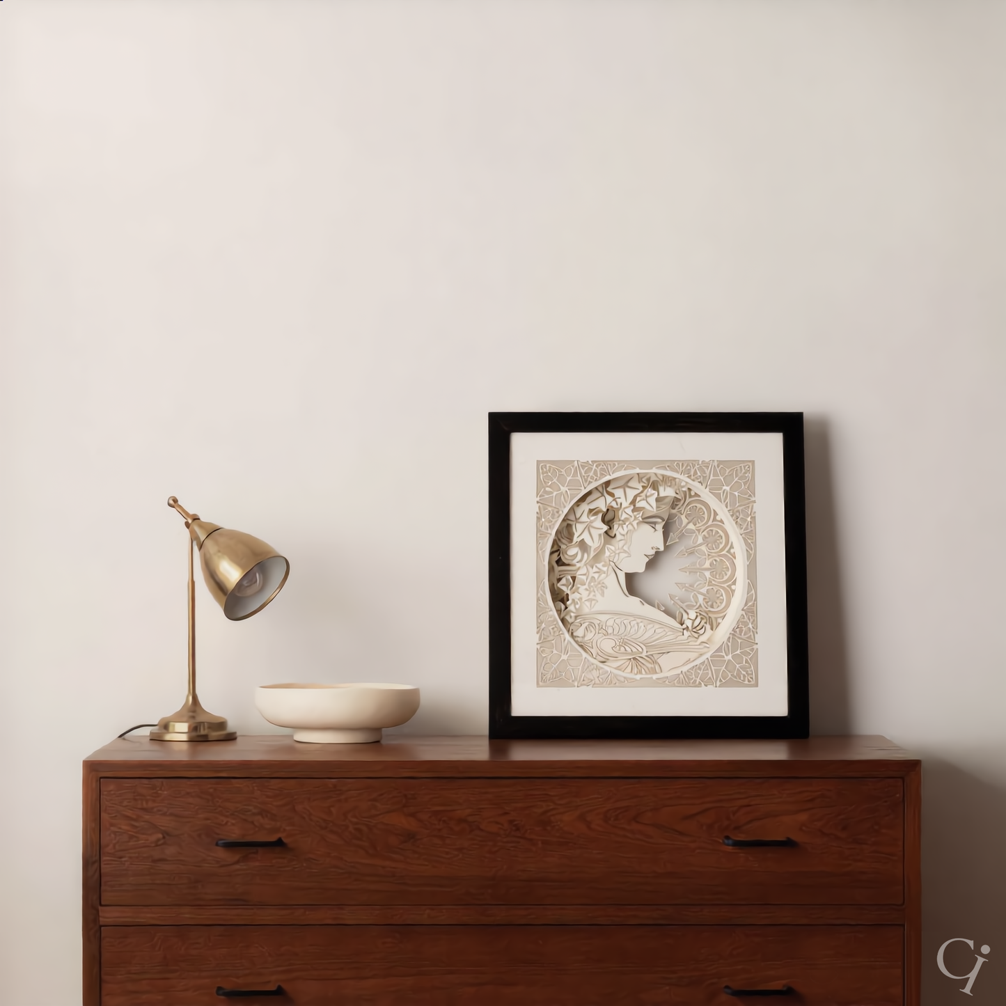 Ivy. A layered paper tribute to Alphonse Mucha’s Art Nouveau masterpiece.